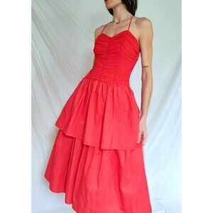 Vintage Red Party Dress: 1970s Disco, 1980s Prom, Joy Stevens, Women's Small